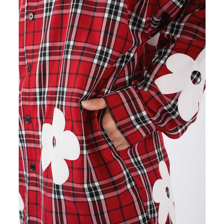 Admiral フラワー柄チェックTシャツ Lサイズ Admiral フラワー柄