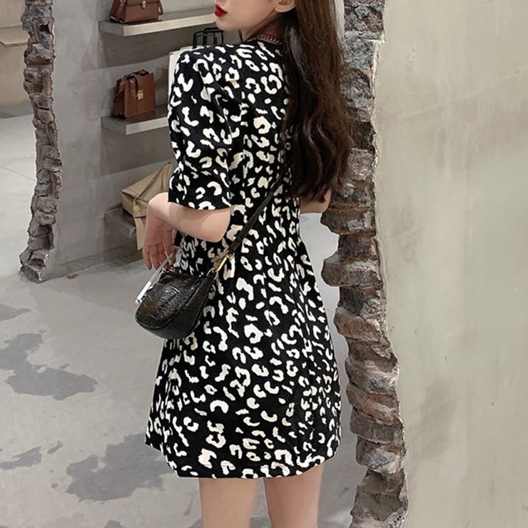 レオパード柄ワンピース ヒョウ柄 豹柄[品番：NETW0000661]｜Riff