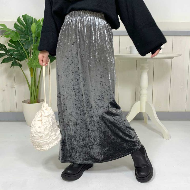 クラッシュベロアスカート[品番：NHGW0005118]｜non-hedge