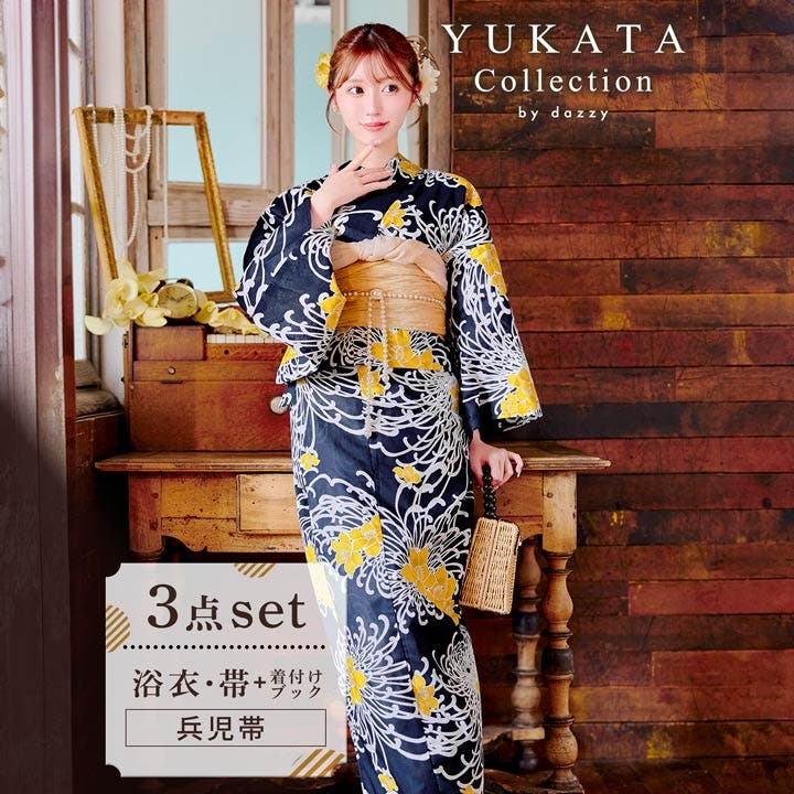 濃紺×乱れ菊柄浴衣【2025年新作 YUKATA by[品番：DY000032339]｜Dazzy
