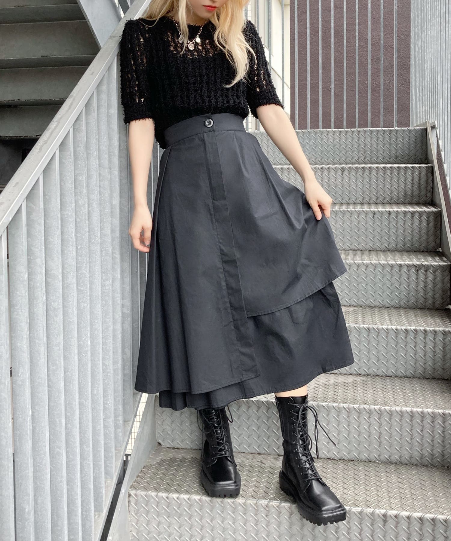 ✿慈雨✿センソユニコ✿コットン混 変形ロングスカート 慈雨（ジウ