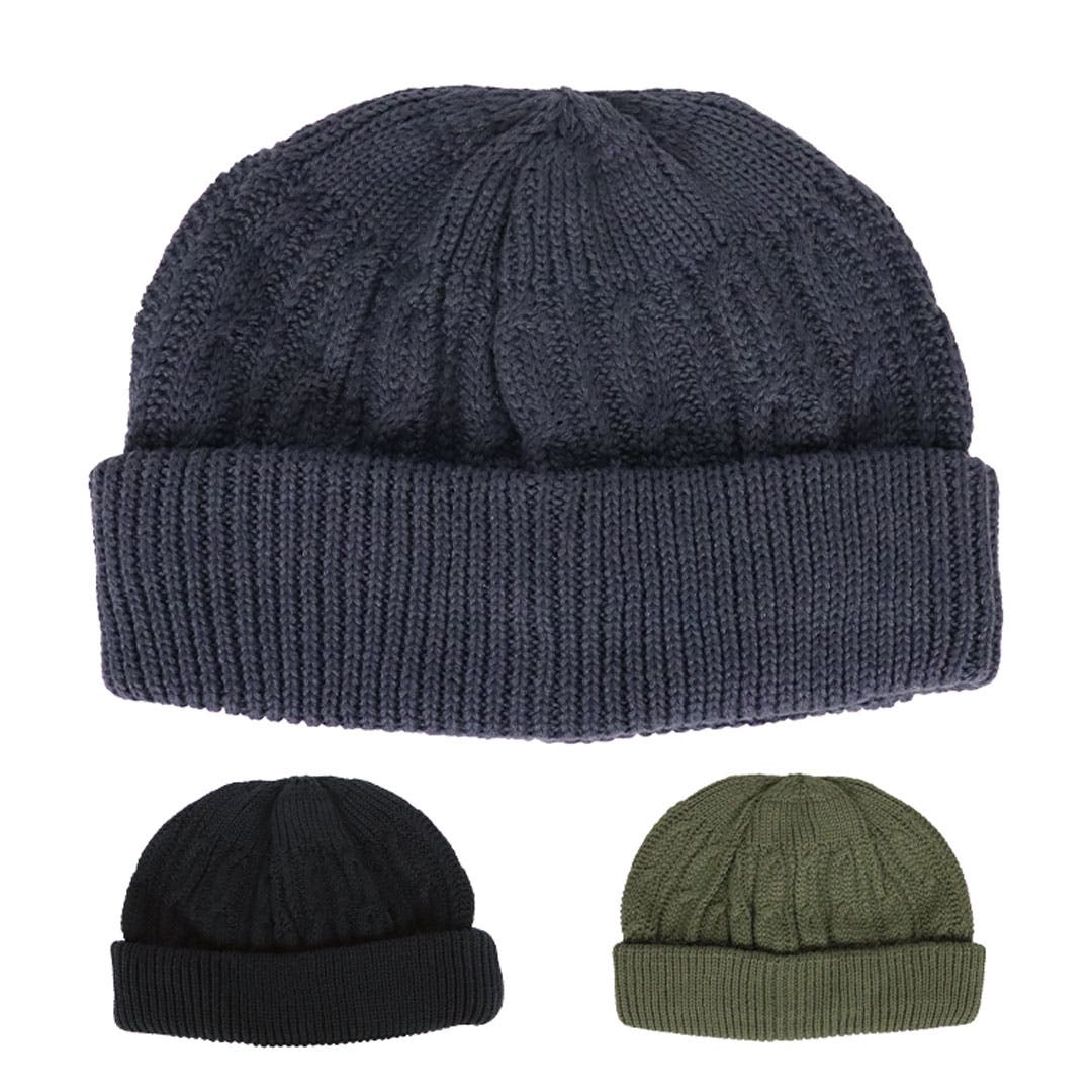 ニットキャップ ケーブルニット ロール[品番：OTCM0000542