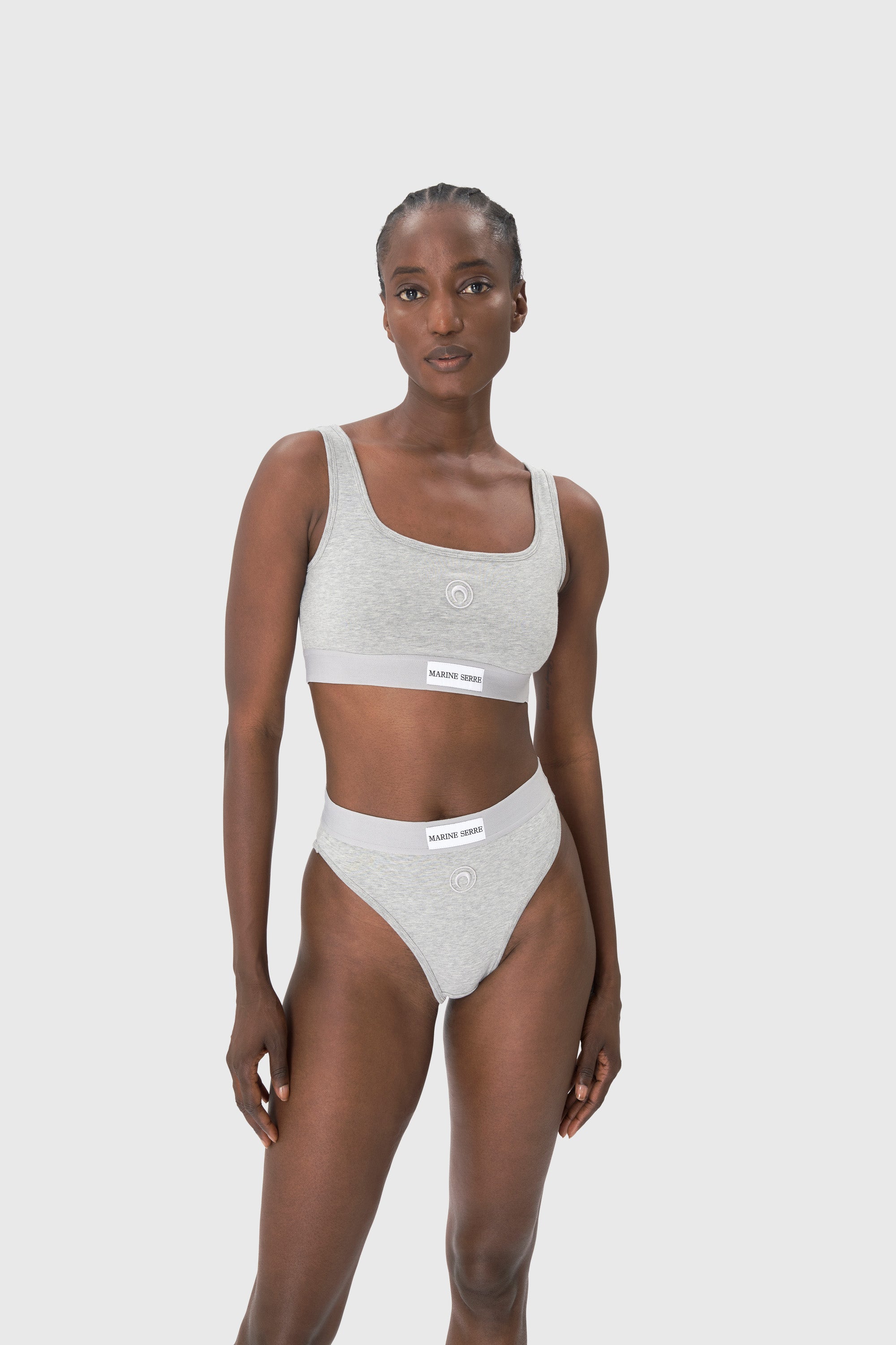 Moon Logo Stretched Jersey Sport Bra • Marine Serre