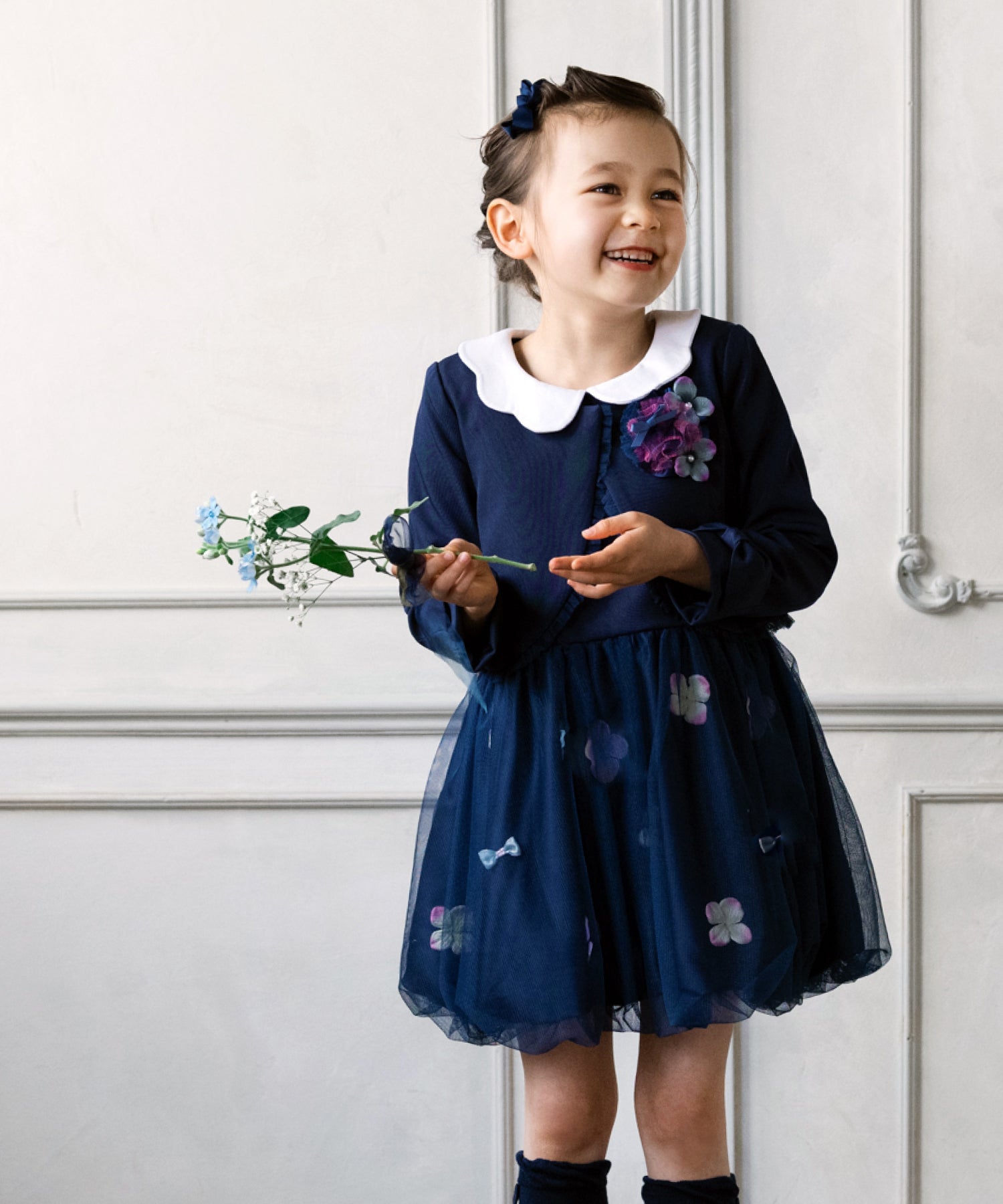 卒園式、入学式薄紫用フラワー刺繍ドレスとジャケットpetitmain 卒園式