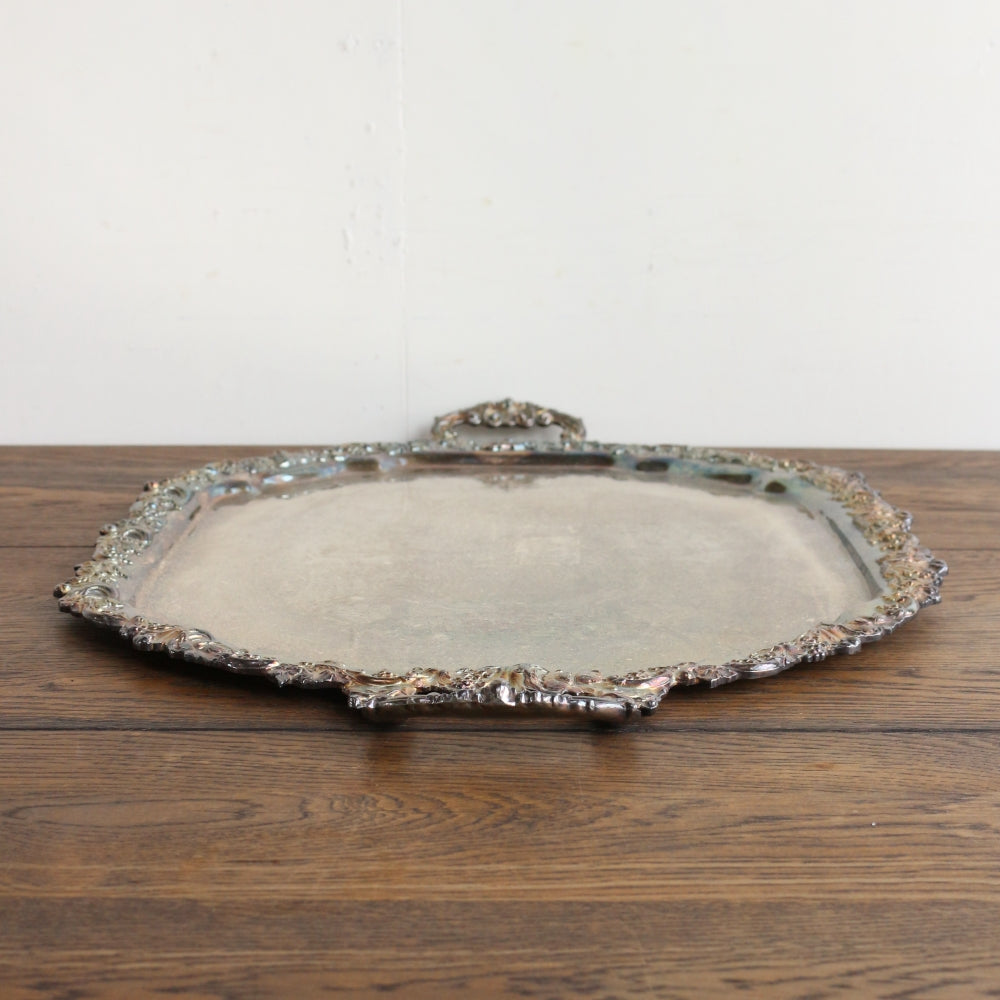 フランス】ca.1900 アンティーク トレイ ヴィクトリアン シルバー色