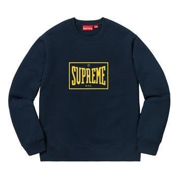 Supreme Warm Up Crewneck 'Navy Yellow' SUP-SS19-413