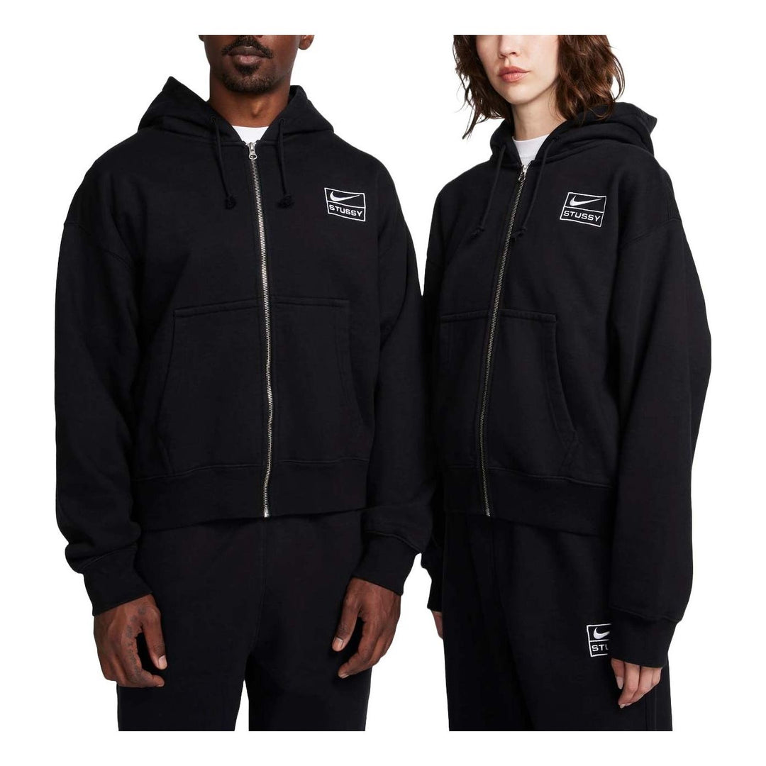 Nike x Stussy Stone Washed Fleece Zip Hoodie Asia Sizing 'Black
