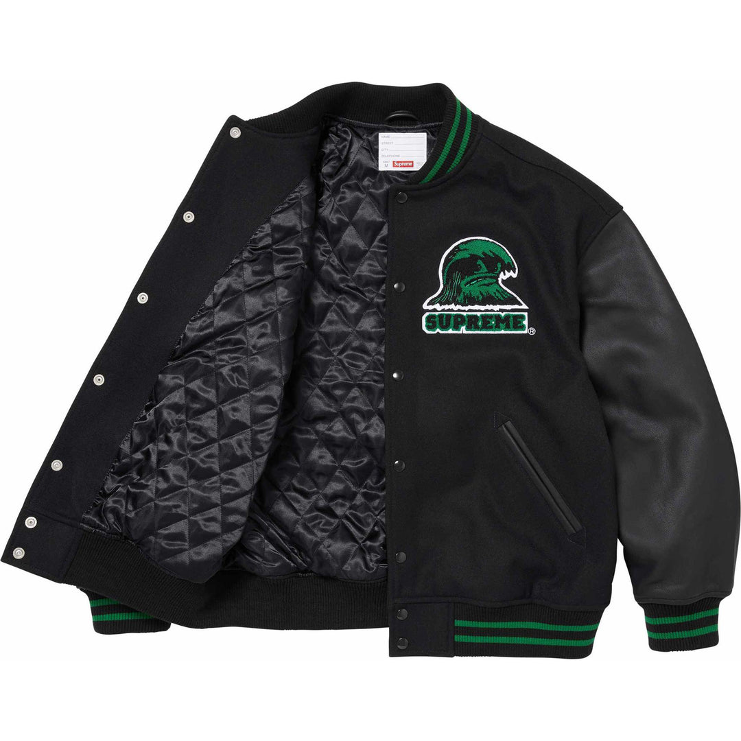 Supreme Wave Varsity Jacket 'Black Green' SUP-SS24-180