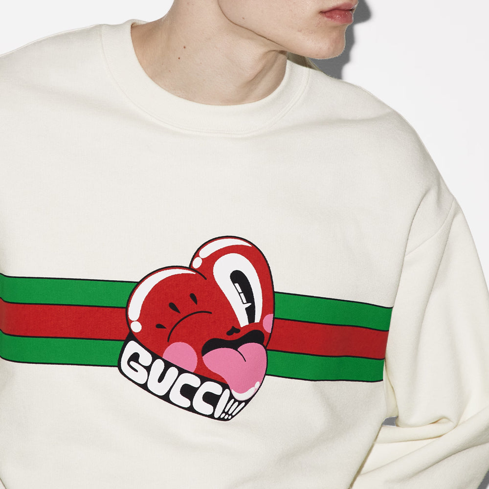 Gucci Cotton Jersey Sweatshirt With Gucci Print 'Off White' 768530