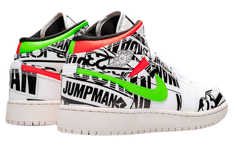 GS) Air Jordan 1 Mid 'All Over Logos' 554725-143