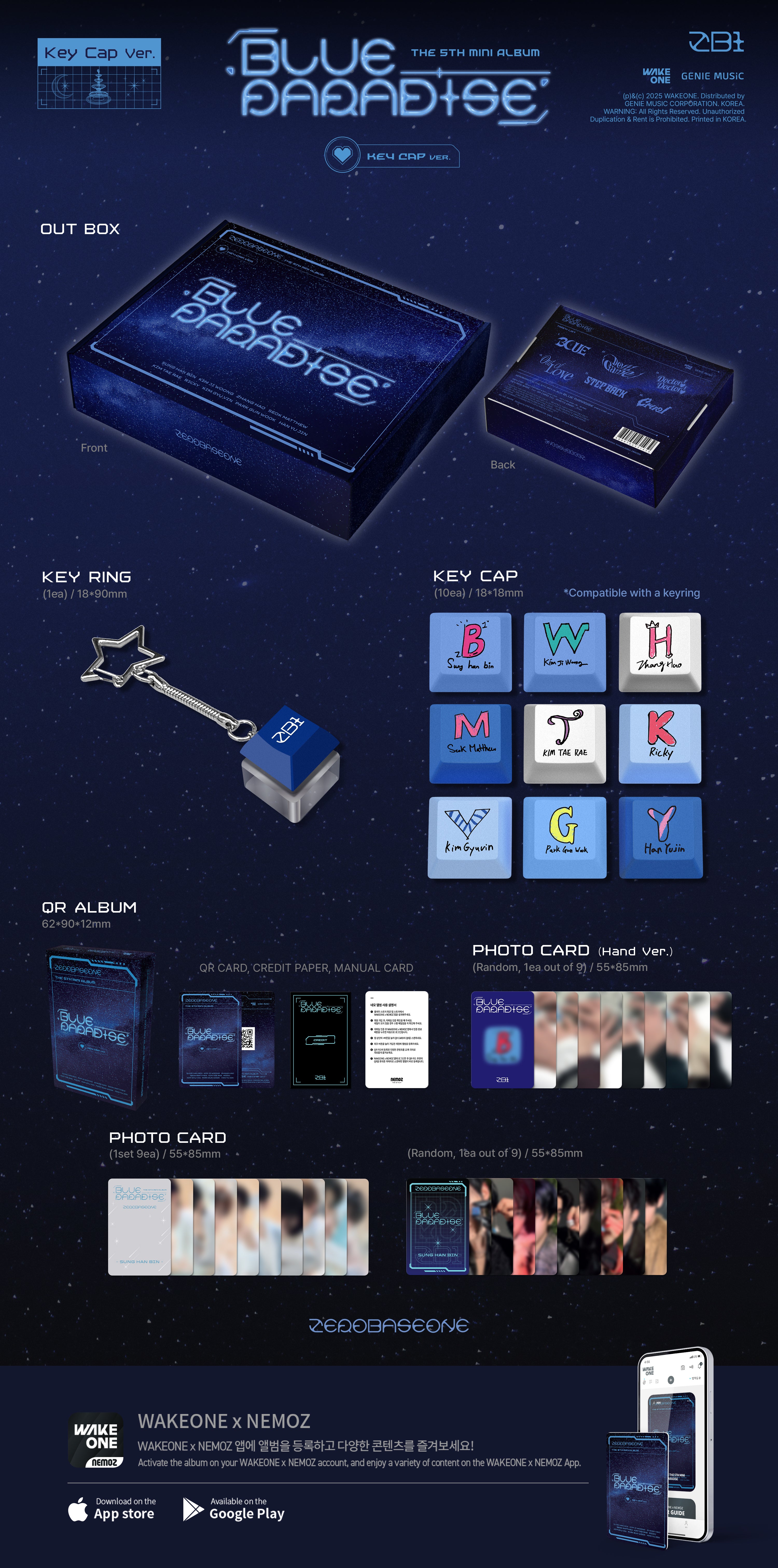 ZEROBASEONE 5th Mini Album BLUE PARADISE Key Cap Ver. – Nemoz Shop