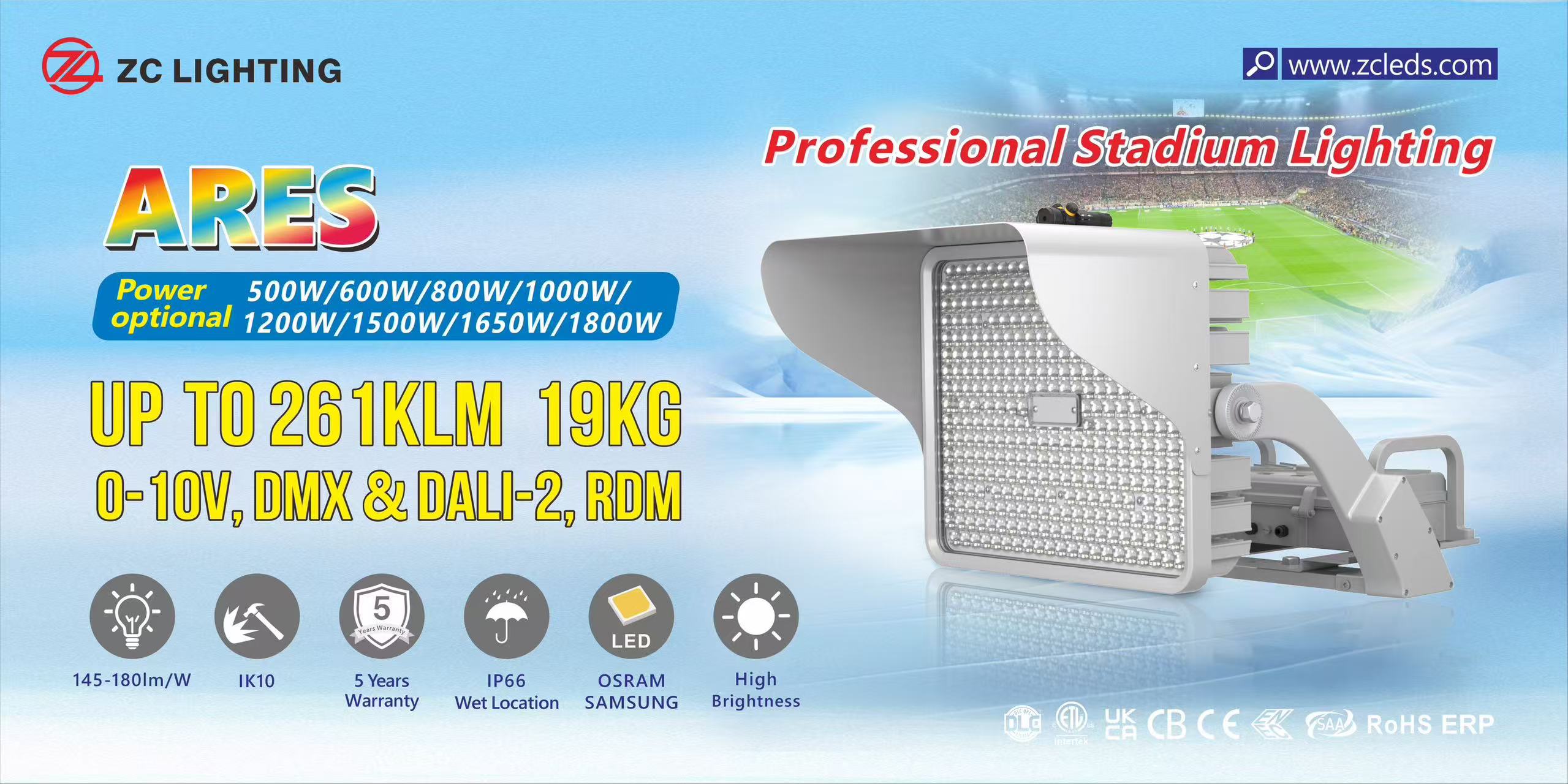 ZC Lighting FL09 LED Stadium Light | Professional Outdoor Sports