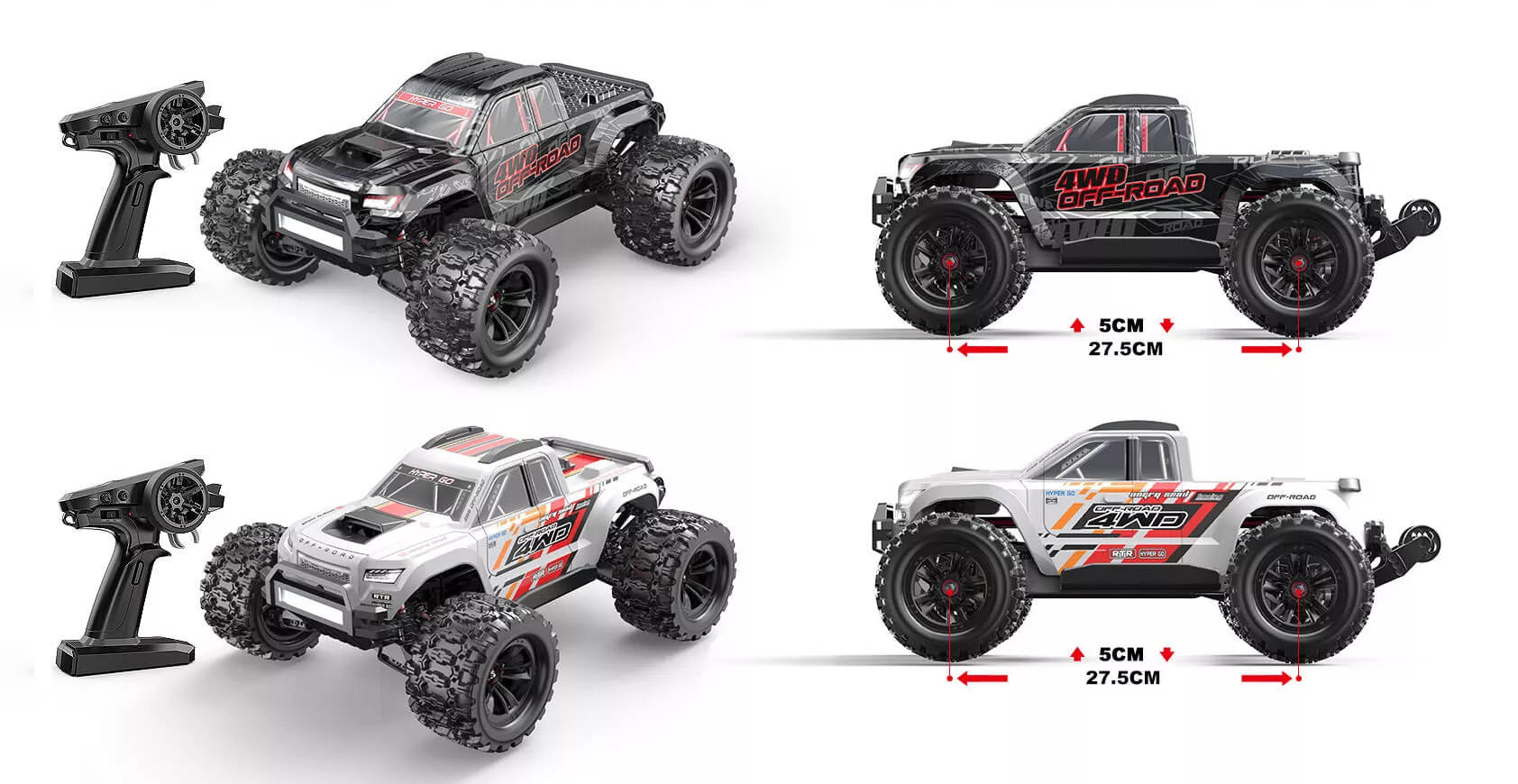 MJX Hyper Go 10208 Monster 4WD RC Car 1/10 80km/h High-Speed – FUNYAT