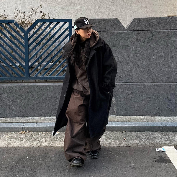 Oversized Wool Balmacaan Coat - HundoP | 60% - Asian Fashion