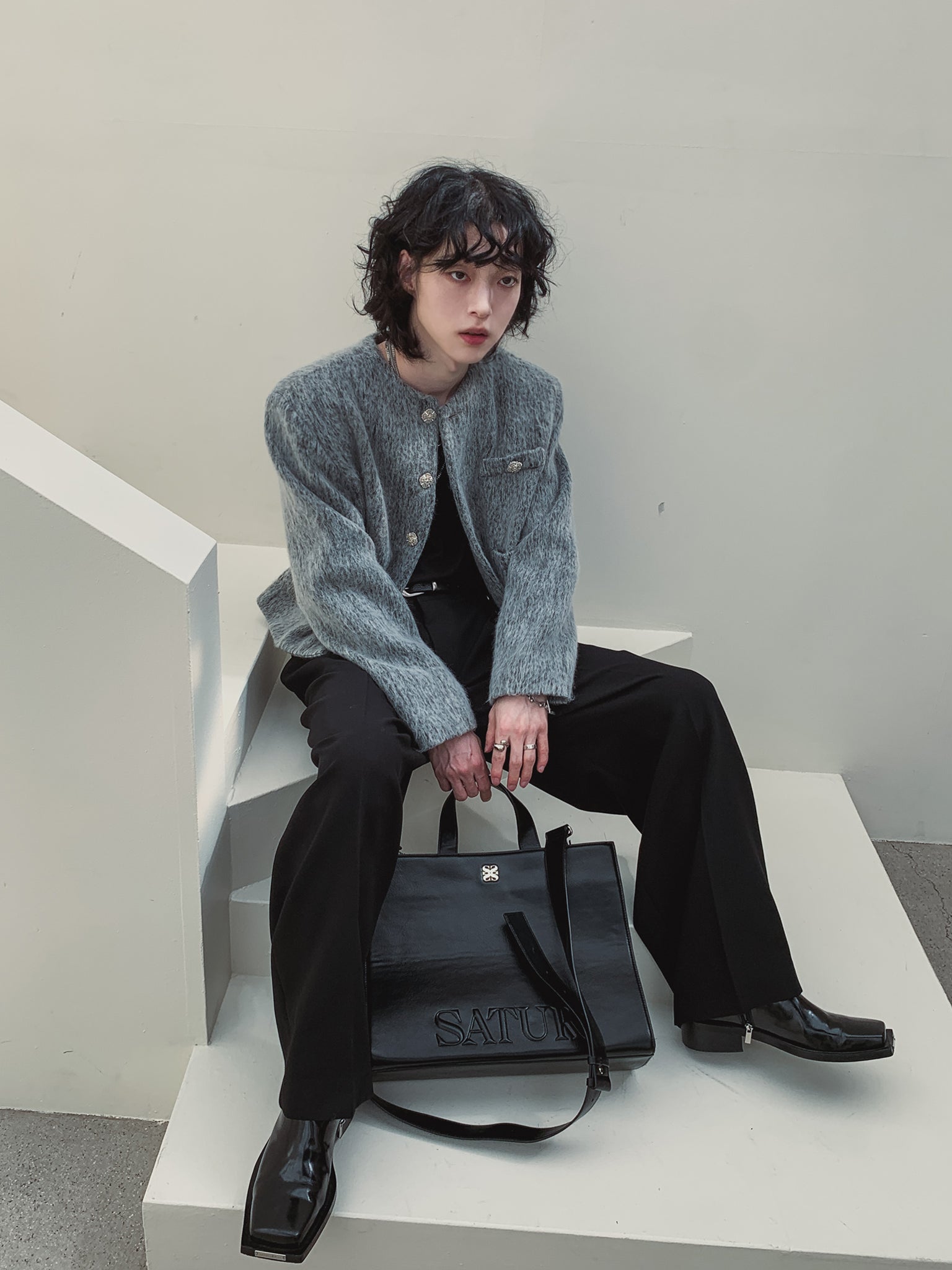 ジョイボタンモヘアクロップジャケット - 2PLAN | 60% - アジア