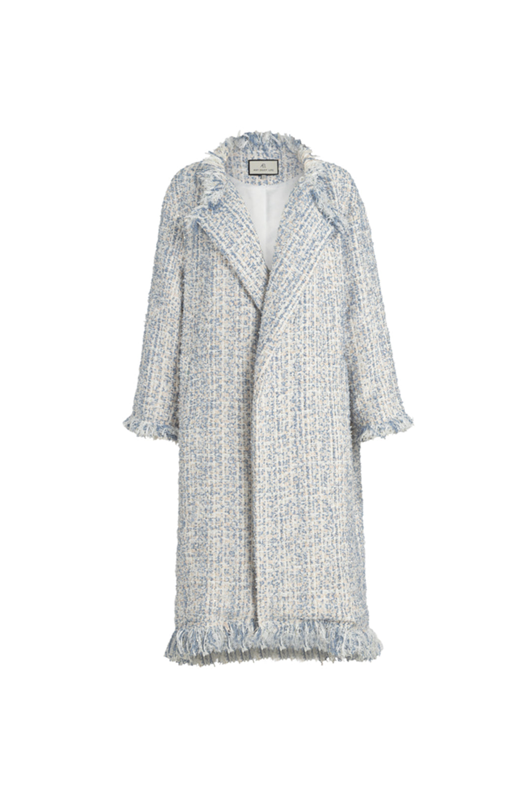 Tweed coat thick trench coat | Blue trench coat | Casual trench