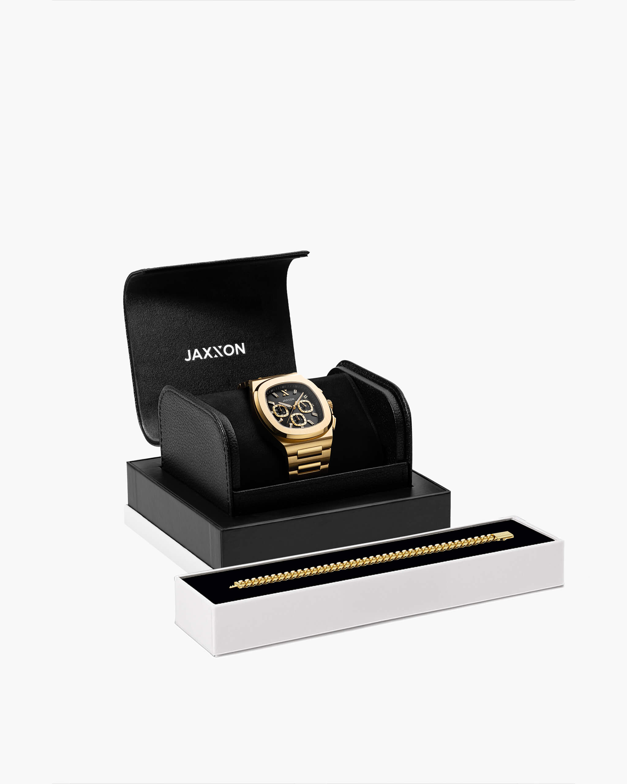 JX1 Chronograph Watch + Cuban Link Bracelet 5mm - JAXXON