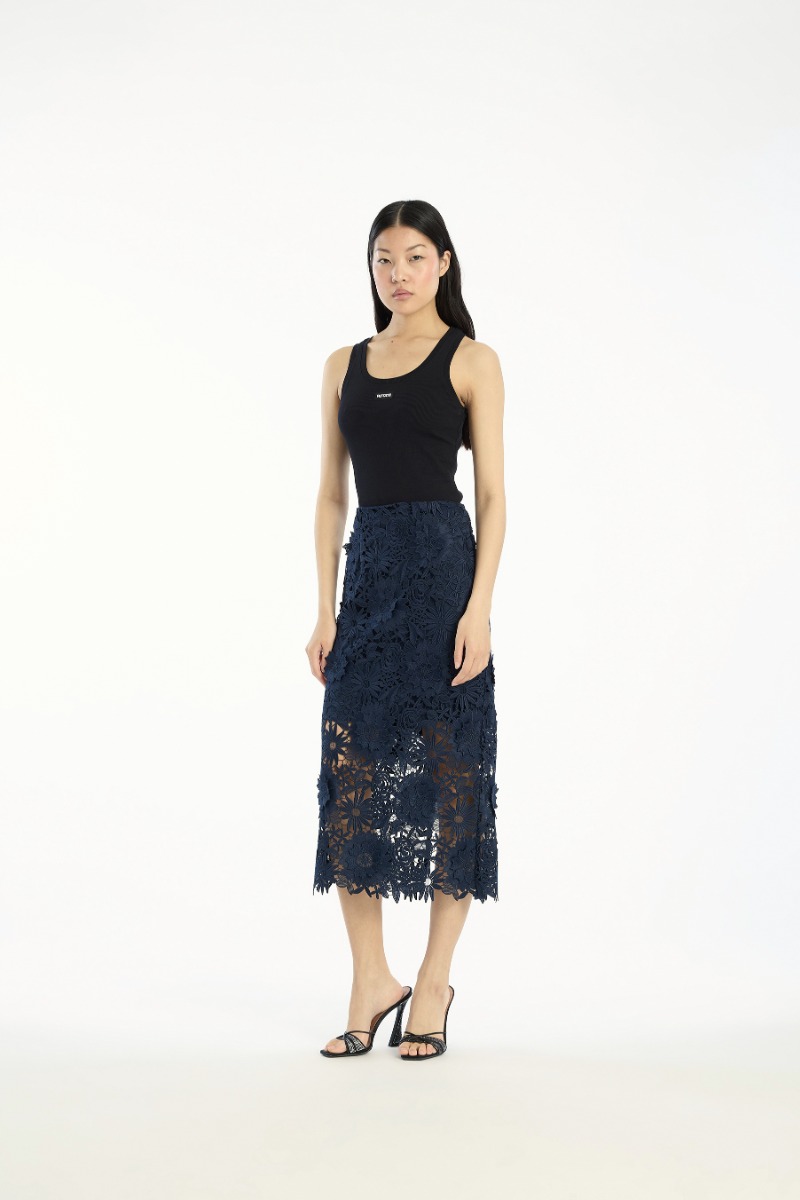 3d Lace Pencil Skirt Dark Blue - ROTATE Birger Christensen