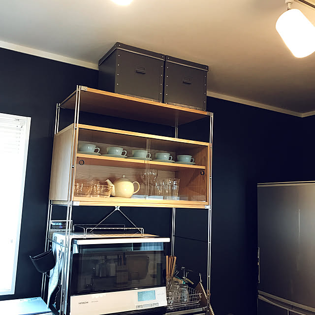 無印良品 スチールユニットシェルフ用・ボックス・ガラス引き戸