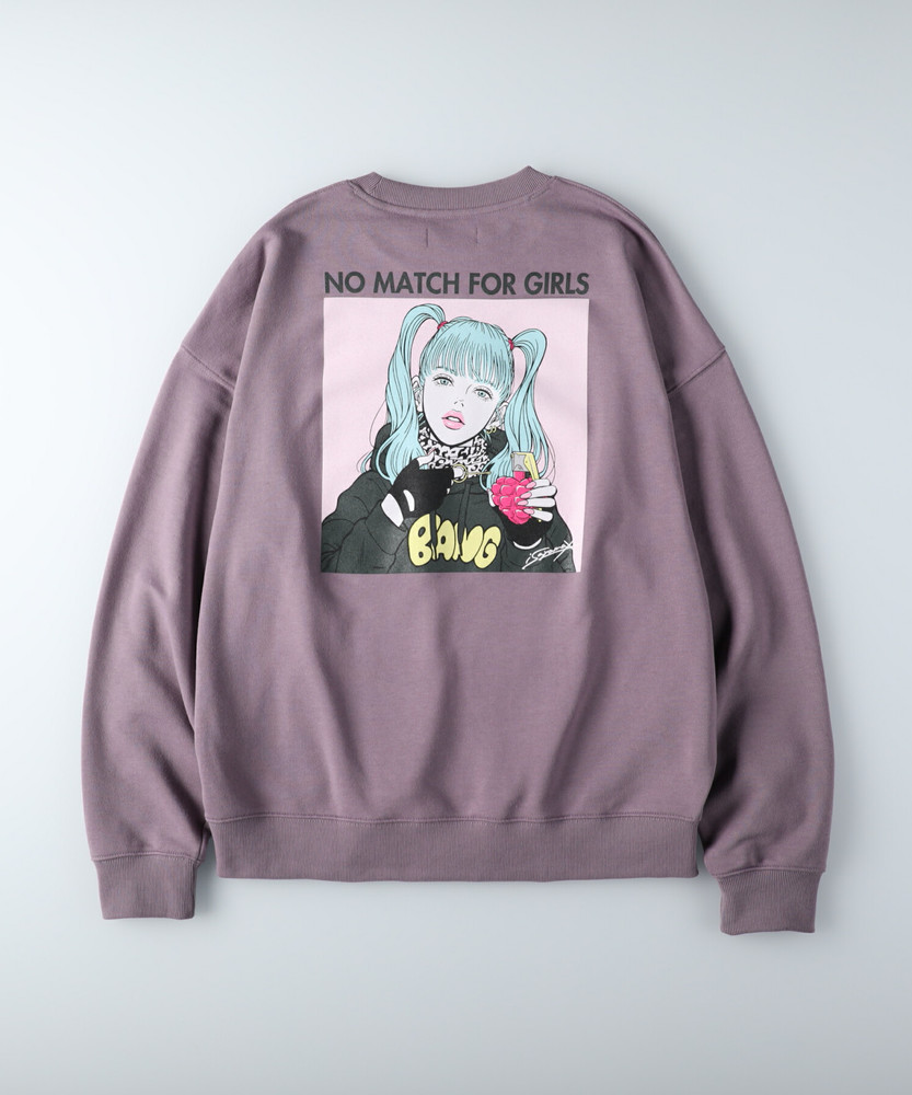 ガールズプリントクルーネックスウェット(M ライラック): トップス