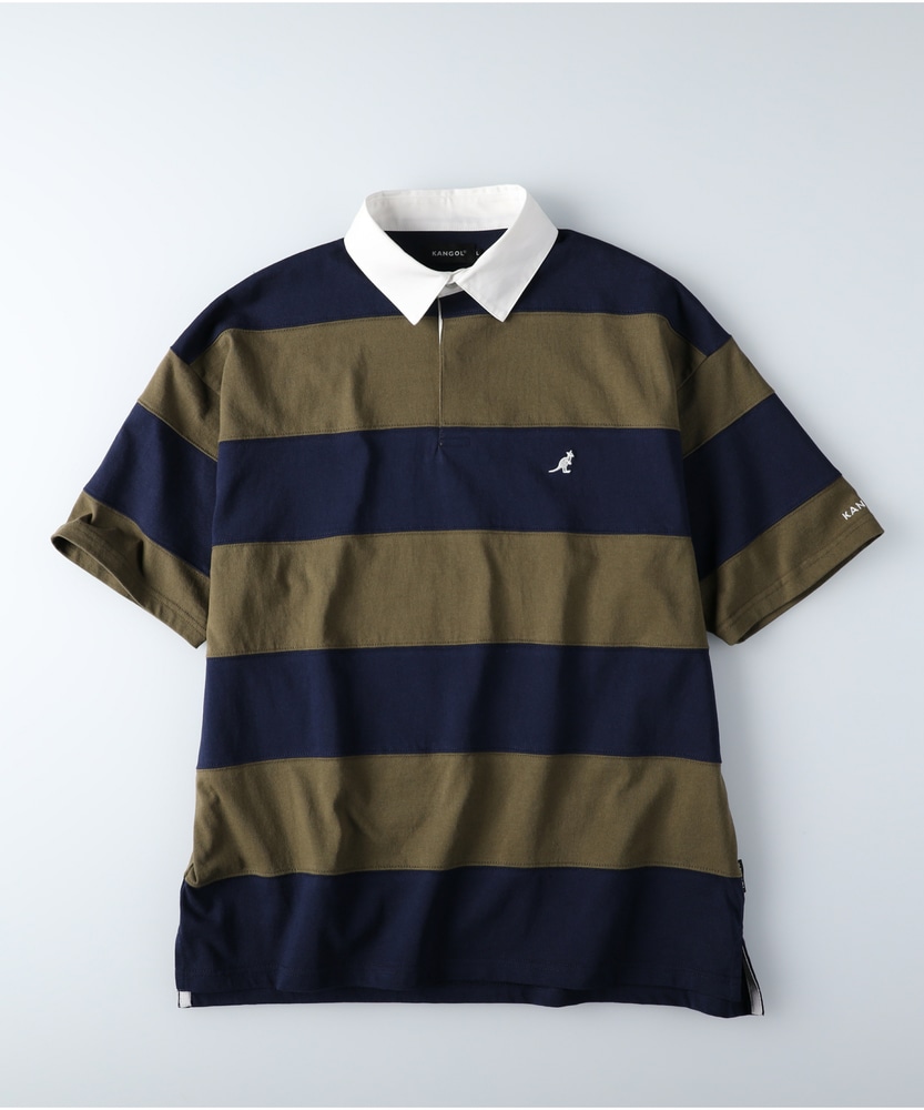 ビッグシルエットボーダーラガーシャツ メンズ(M オリーブ): トップス