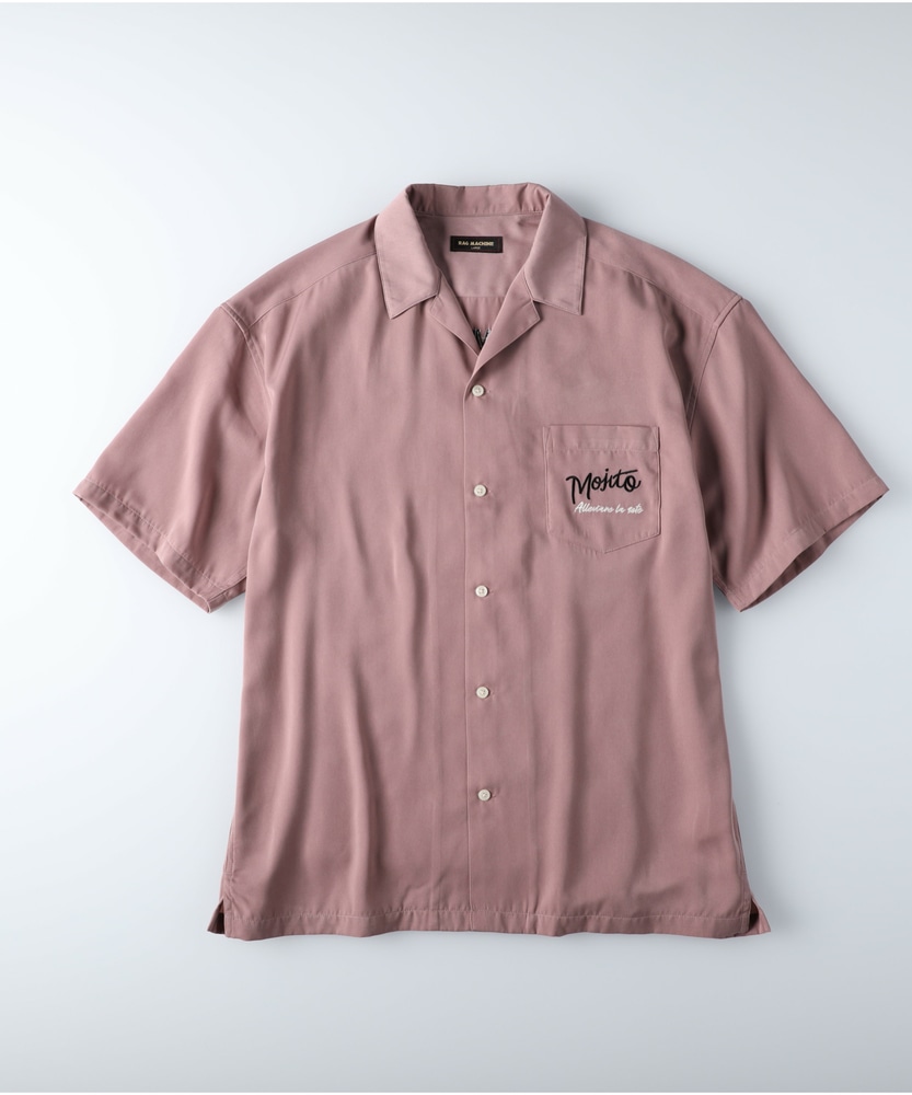 刺繍オープンカラーシャツ メンズ(M グリーン): トップス｜Right-on