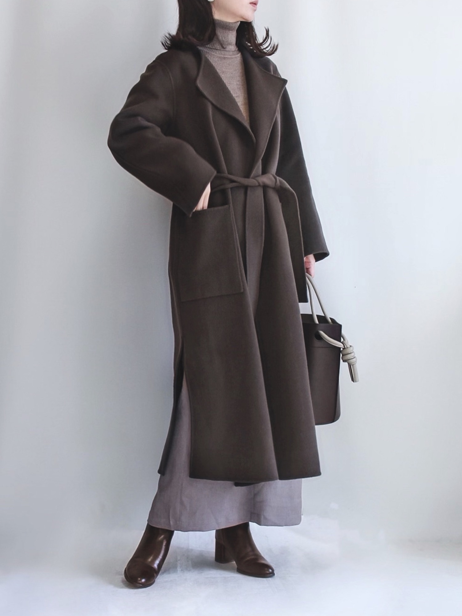 Noble（ノーブル）の「W/Nyリバーノーカラーコート◇（ノーカラー