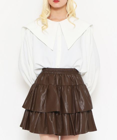 合皮ティアードミニスカート[商品：PN24AW-064] - PUNYUS Online Store