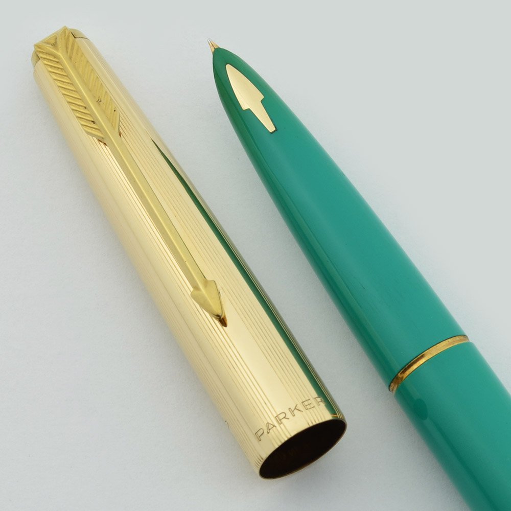 Parker 61 Fountain Pen - Mk II, Caribbean Green, Gold Filled Cap