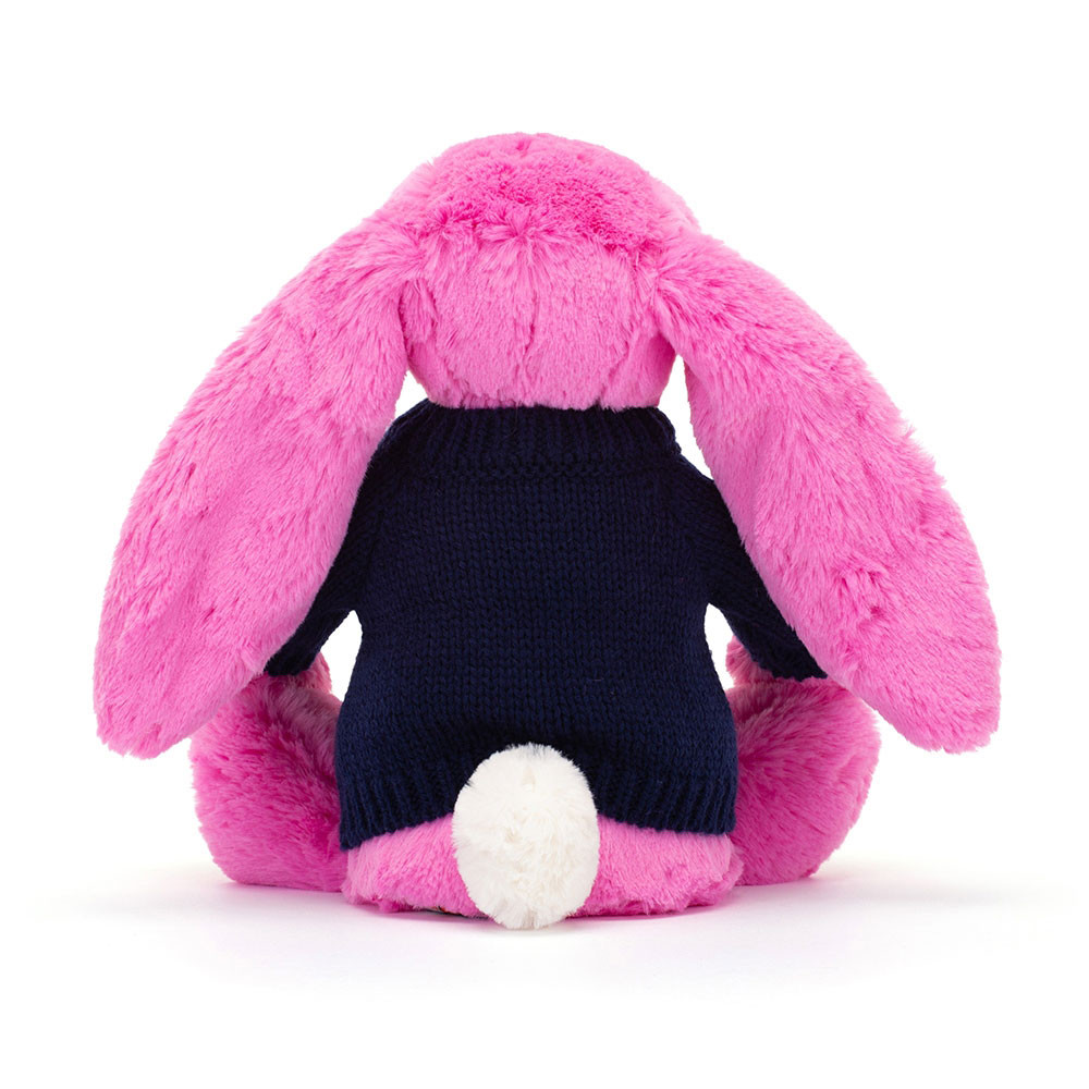 Bashful Hot Pink Bunny with Personalized Navy Jumper - Official