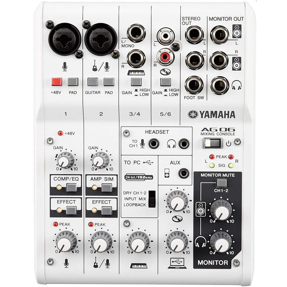 YAMAHA AG06 MKII W Compact 6-Channel USB/FX Recording / Podcast