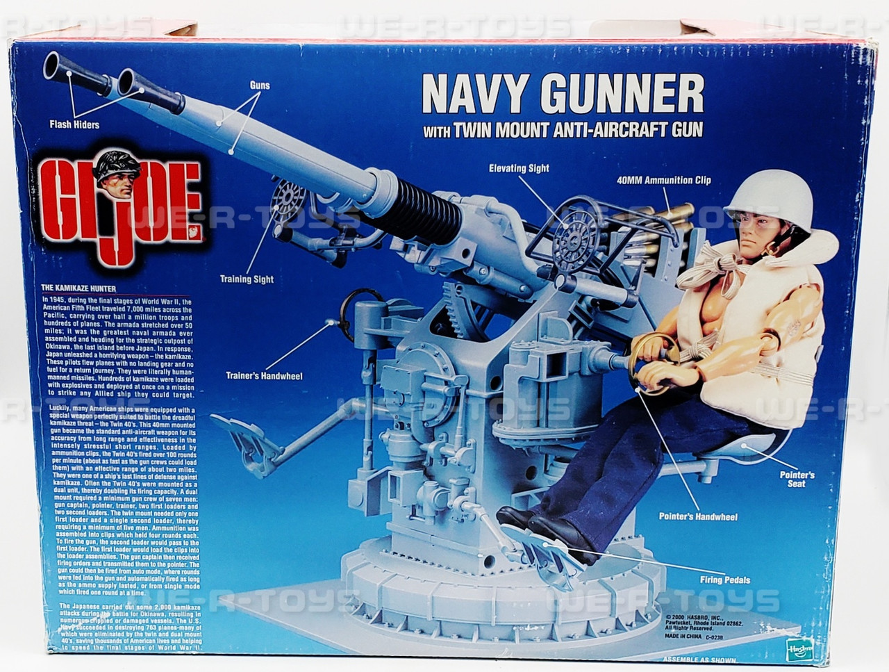 GI Joe Blond Navy Gunner With Twin Mount Anti-Aircraft Gun White