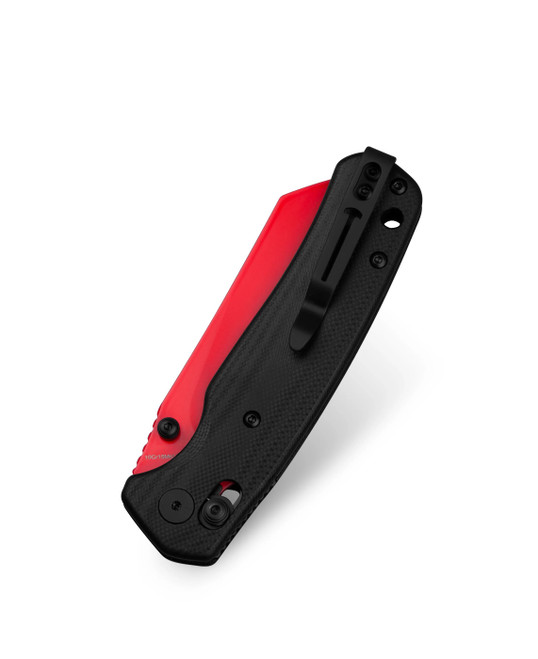 Bestechman Cicada's Wing Red Folding Knife Black G10 Handle