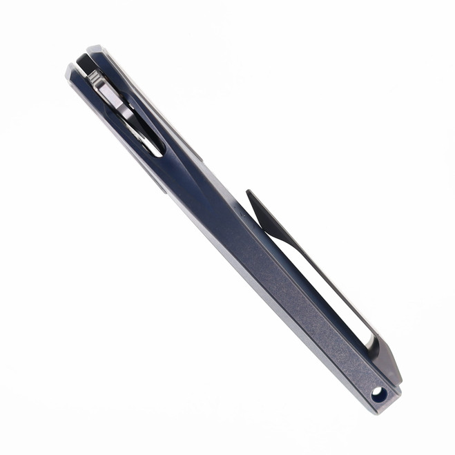 Poikilo Folding Knife Grey Titanium Handle M398 Plain Edge