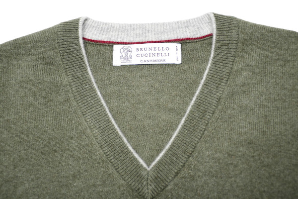 Brunello Cucinelli Sweater Cashmere V-Neck Green
