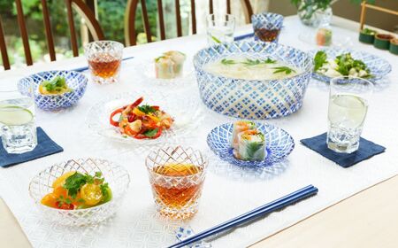 江戸切子 そうめん大鉢セット[大鉢1個+猪口6個] カガミクリスタル