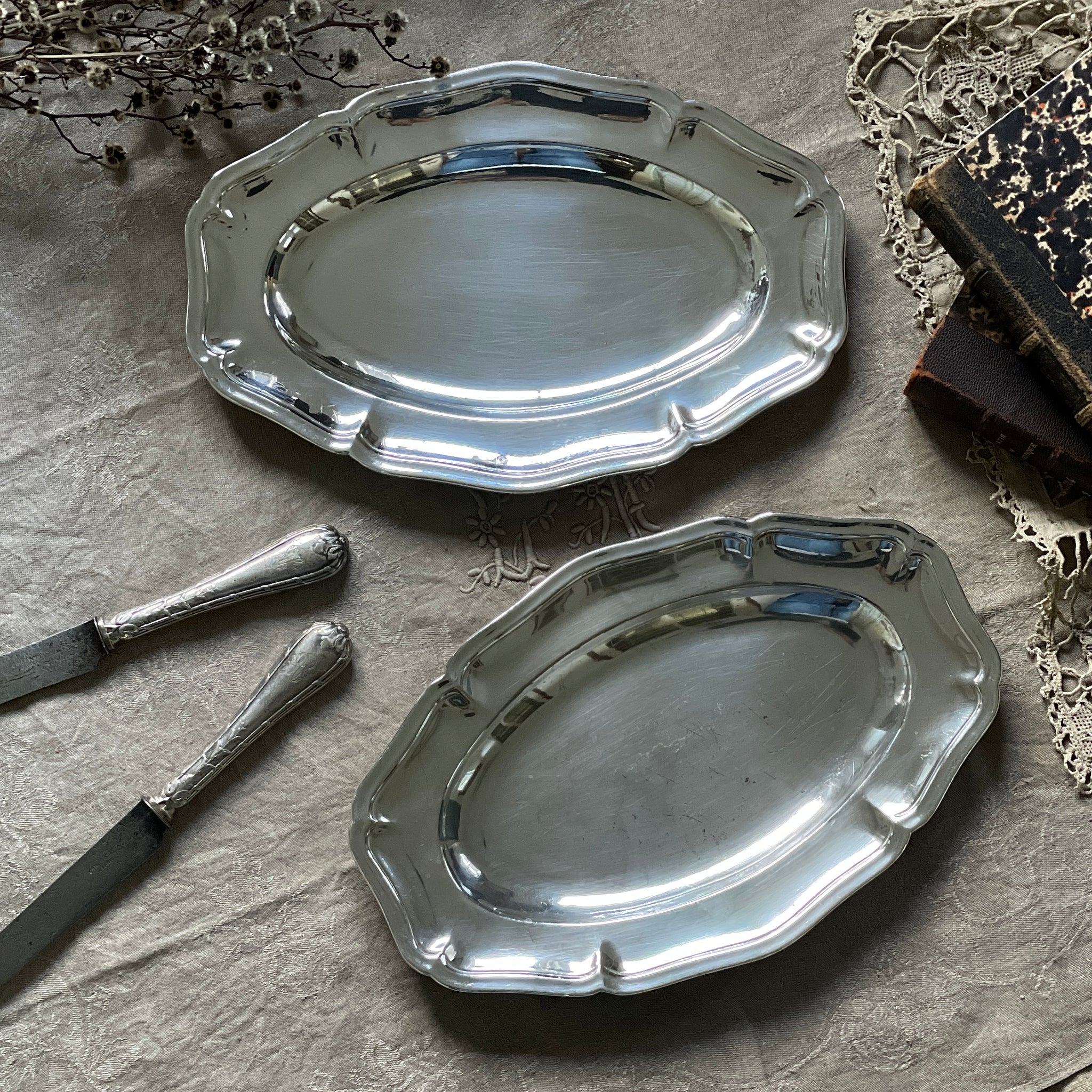 ラスト1枚！クリストフル社シルバープレートオーバルトレー（（29.5x19