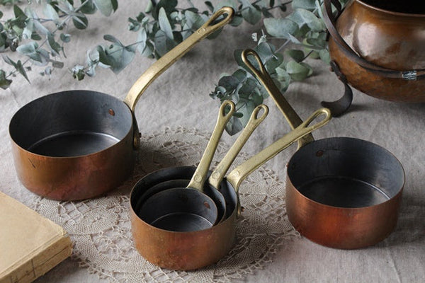 人気のコッパーパン（銅鍋）5点セット フランスアンティークキッチン