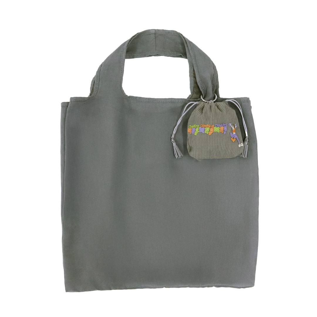 ポケッタブルエコバッグ/ボルダリング（ダークグレー×オレンジ