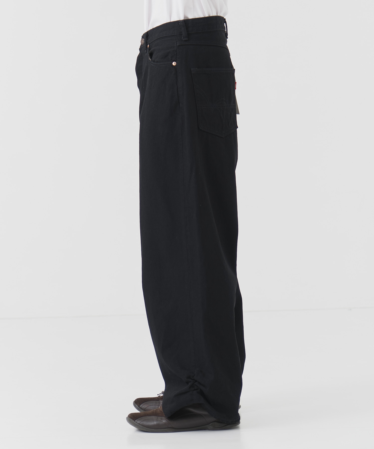 FRESH MAN DENIM WIDE PANTS by EDWIN OW(2 BLACK): refomed: MENS