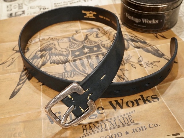 VINTAGE WORKS : LEATHER BELT ” DH5536 MAX ” INK BLUE “ | CONEY ISLAND