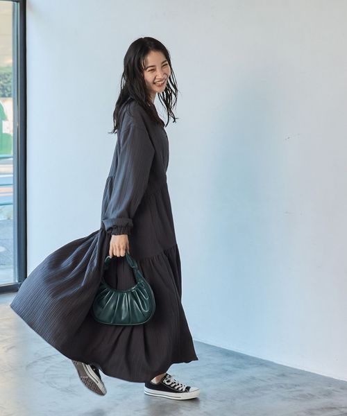 カラミストライプティアードワンピース