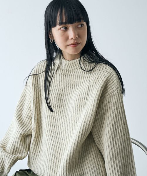 毛玉抑制/帯電防止】ラーベンモックネックニット