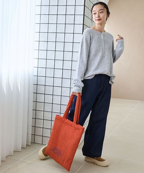 ウール混2WAY ワッフルニットプルオーバー