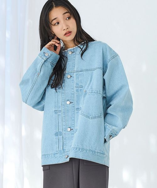デニムノーカラージャケット