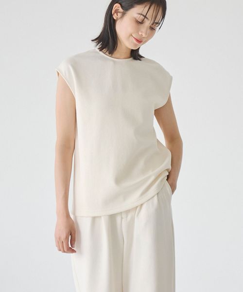 防しわ/マシンウォッシュ】ネップジョーゼットノースリーブプルオーバー