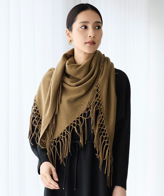 SHIHOさん着用】ファインウールカシミヤフリンジ ストール / 自由区
