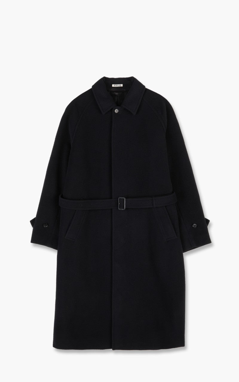 Auralee Cashmere Wool Mosser Soutien Collar Coat Black