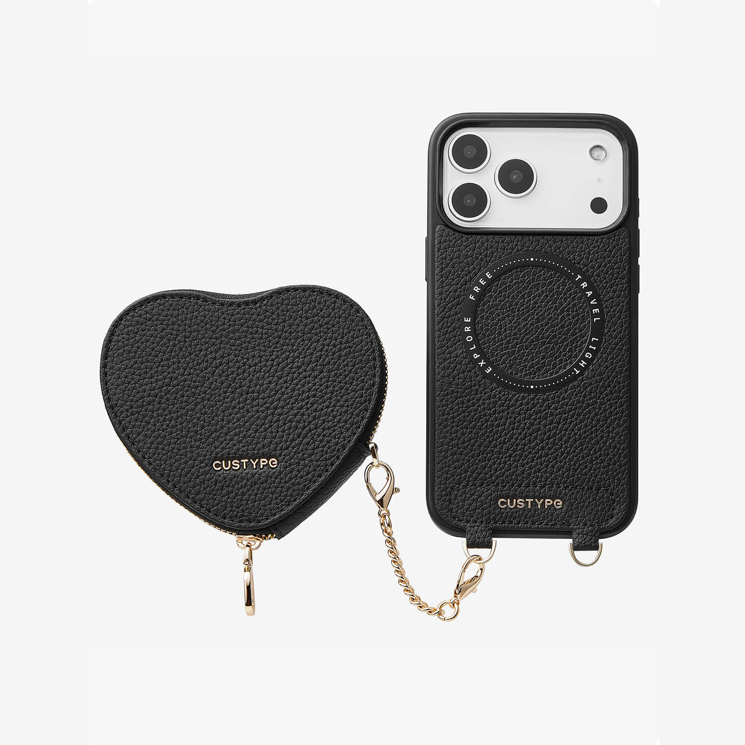 ハートデザインキット - 取り外し可能なポーチ付きワイヤレス充電