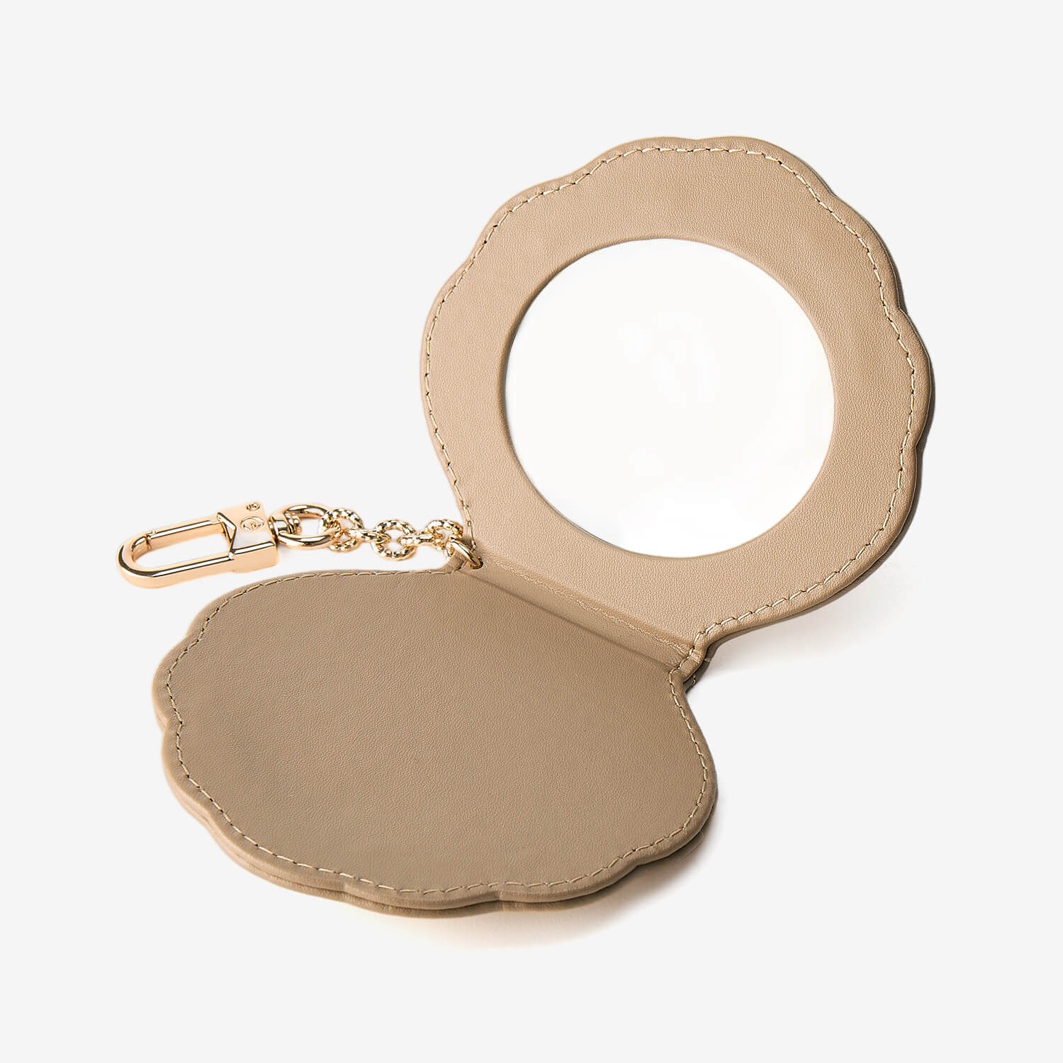 折りたたみ式ミニポータブルミラーチャーム キーチェーン シェル型